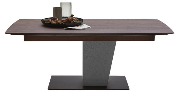ESSTISCH Kerneiche massiv bootsförmig Anthrazit, Braun, Grau - Anthrazit/Braun, Natur, Holz/Metall (190(290)/88-95/76cm) - Valnatura