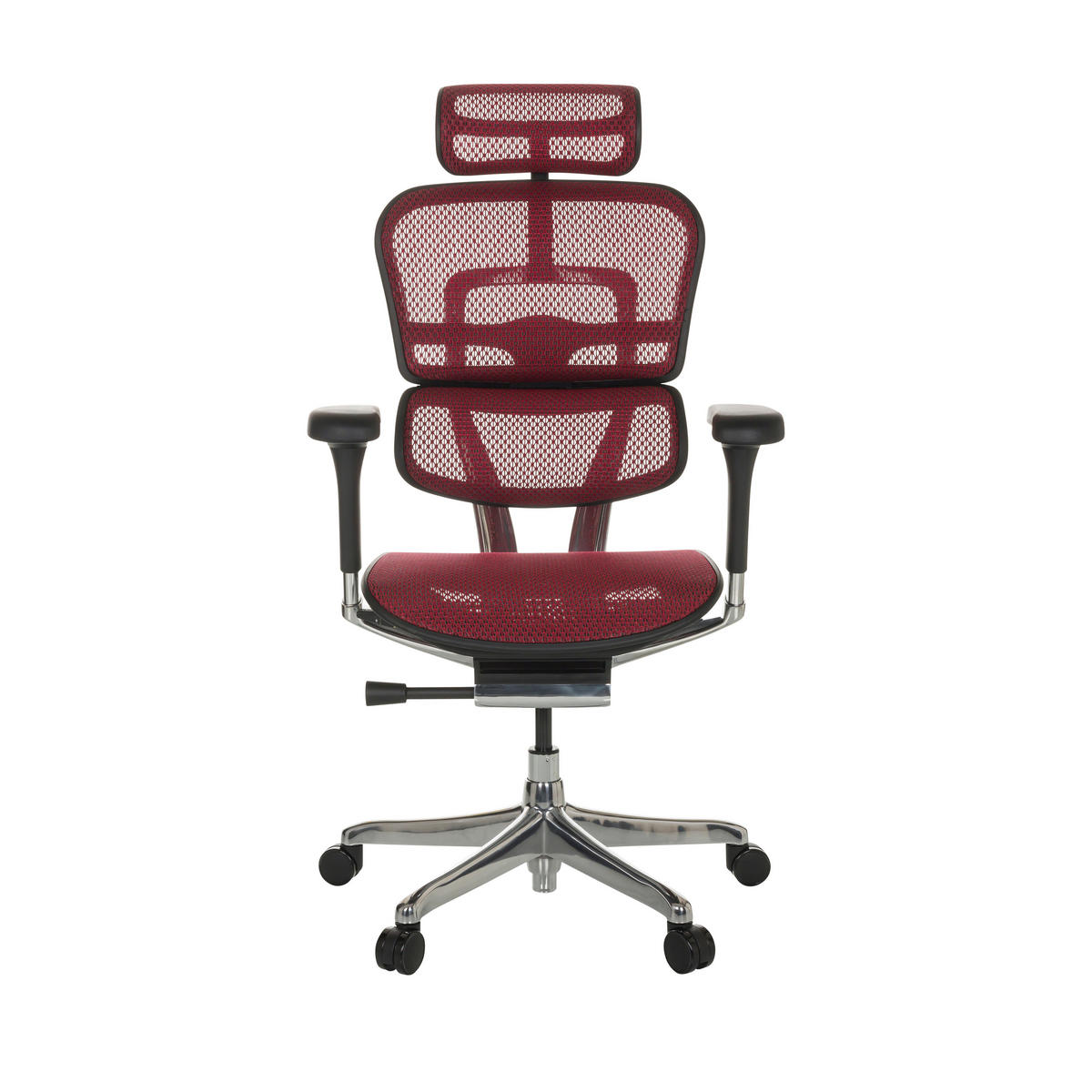 DREHSTUHL Netz Rot  - Rot/Silberfarben, Basics, Kunststoff/Textil (69/119-144/65cm) - MID.YOU