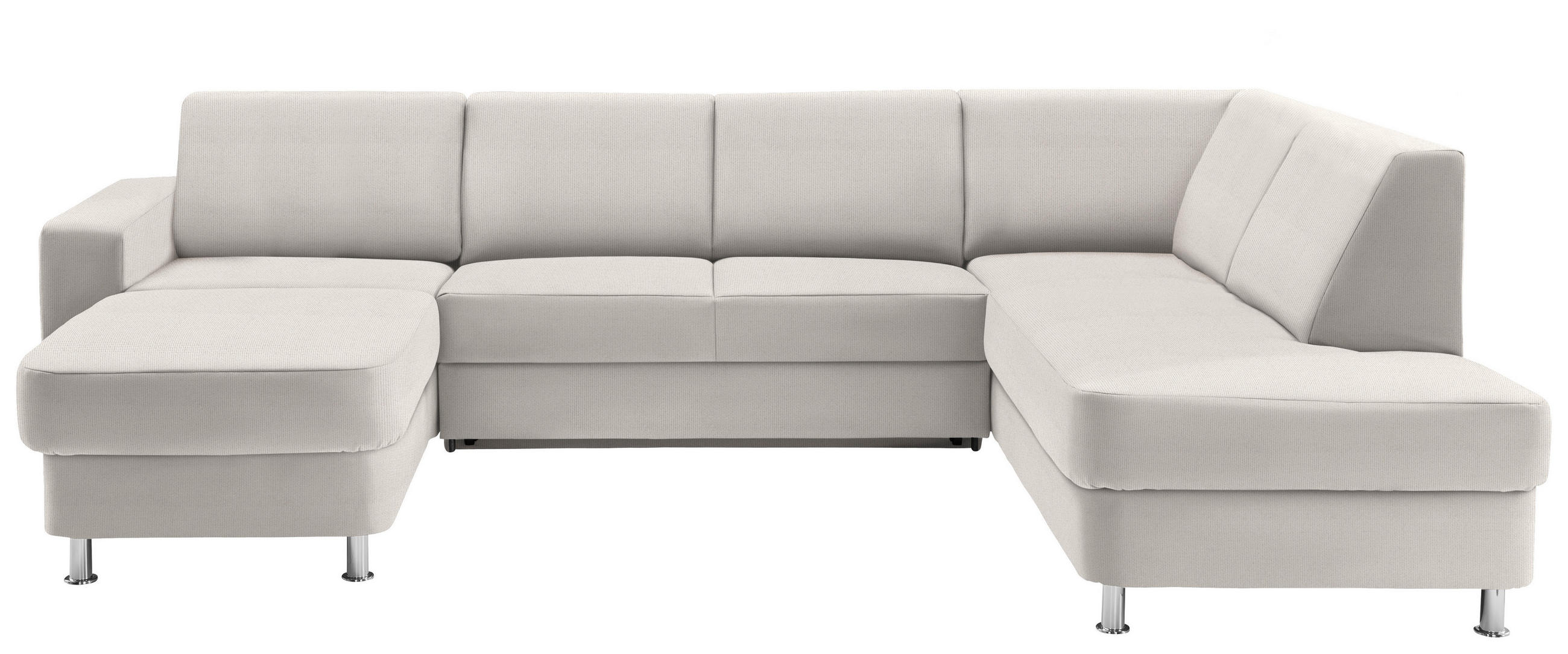 WOHNLANDSCHAFT Chenille Creme, Weiss  - Chromfarben/Weiss, Design, Kunststoff/Textil (165/301/198cm) - Xora