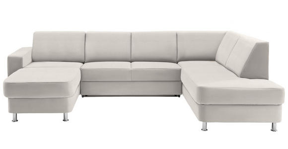 WOHNLANDSCHAFT  in Chenille Creme, Weiß  - Chromfarben/Creme, Design, Kunststoff/Textil (165/301/198cm) - Xora