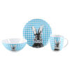 FRÜHSTÜCKSSERVICE Weiß, Hellblau Happy Bunny 3-teilig 1 Personen  - Weiß/Hellblau, Basics, Keramik - Creatable