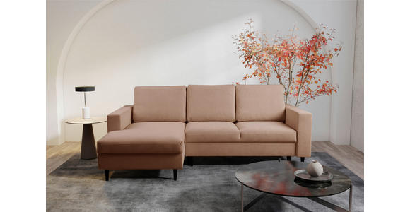 ECKSOFA  in Struktur Braun  - Schwarz/Braun, MODERN, Holz/Kunststoff (145/230cm) - Carryhome