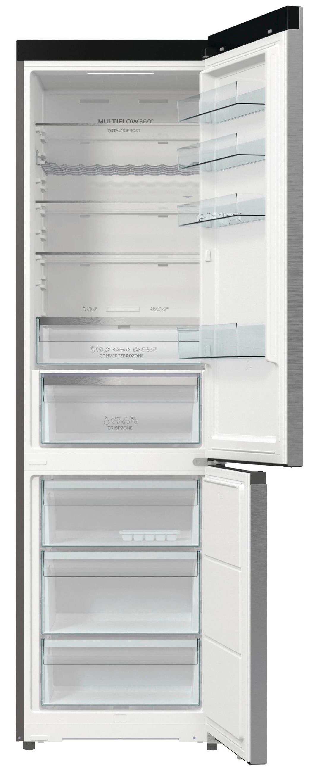 KÜHL-GEFRIER-KOMBINATION NRB620C61X4WFE  - Edelstahlfarben, Basics, Glas/Kunststoff (59,5/203/65,8cm) - Gorenje
