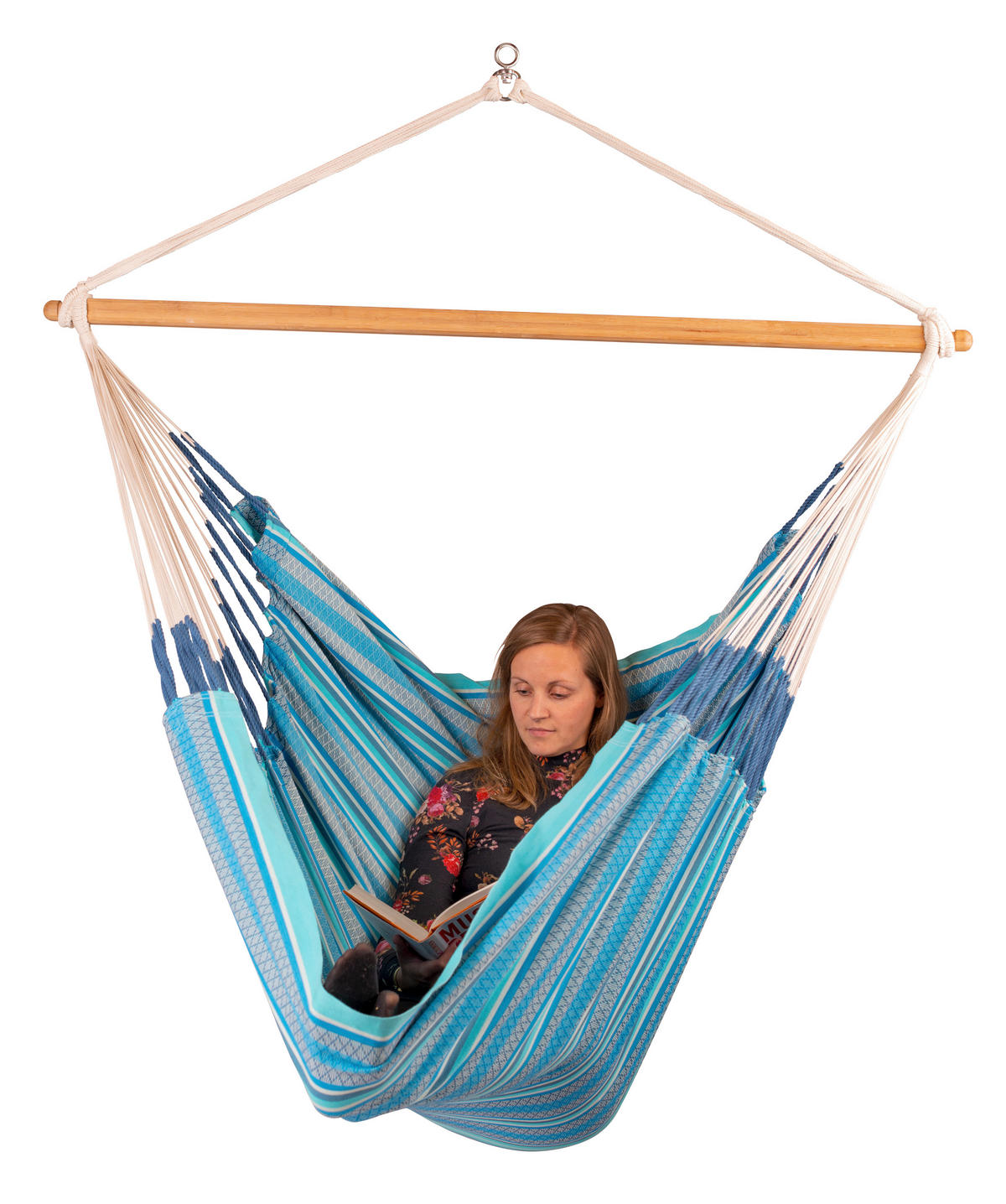 HÄNGESESSEL kingsize cotton 140/170/210 cm  - Blau/Dunkelblau, KONVENTIONELL, Holz/Textil (140/170/210cm) - La Siesta