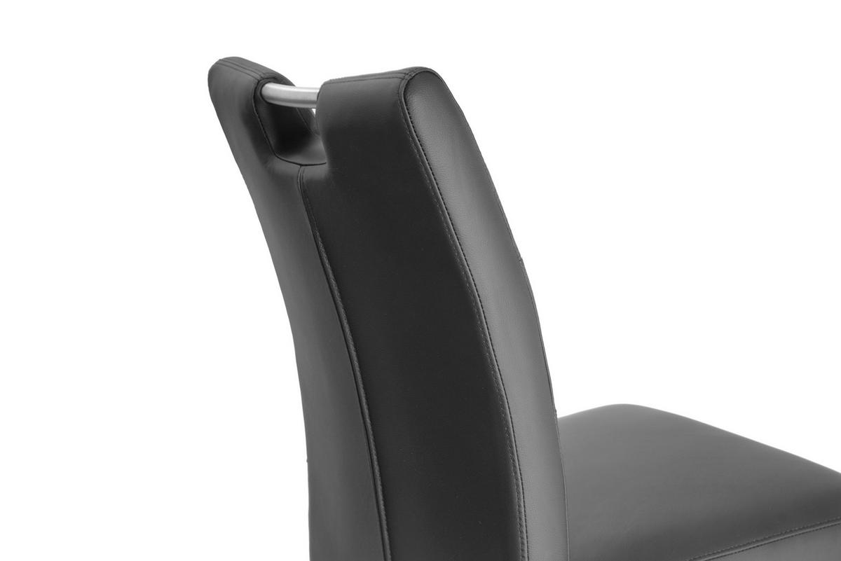 SCHWINGSTUHL    Echtleder  - Edelstahlfarben/Schwarz, Design, Leder/Metall (46/97/57cm) - Novel