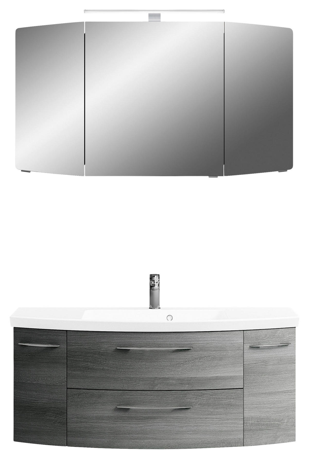 BADEZIMMER 3-teilig  in 121 cm  - Chromfarben/Graphitfarben, KONVENTIONELL, Glas/Holzwerkstoff (121cm) - Pelipal