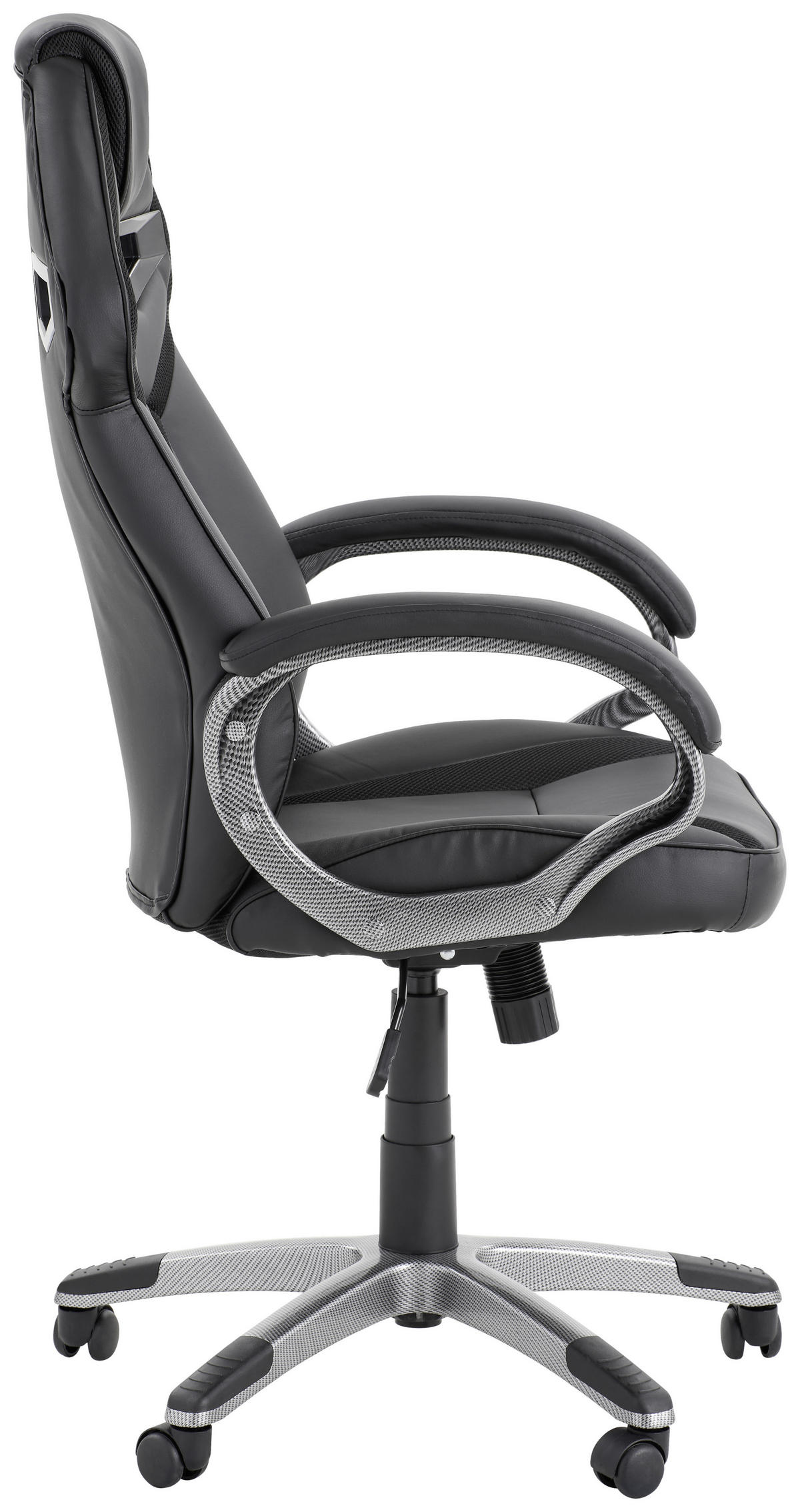 GAMINGSTUHL  in Lederlook, Netzbespannung Grau, Schwarz  - Schwarz/Grau, Design, Kunststoff/Textil (65/117-127/72cm) - Xora