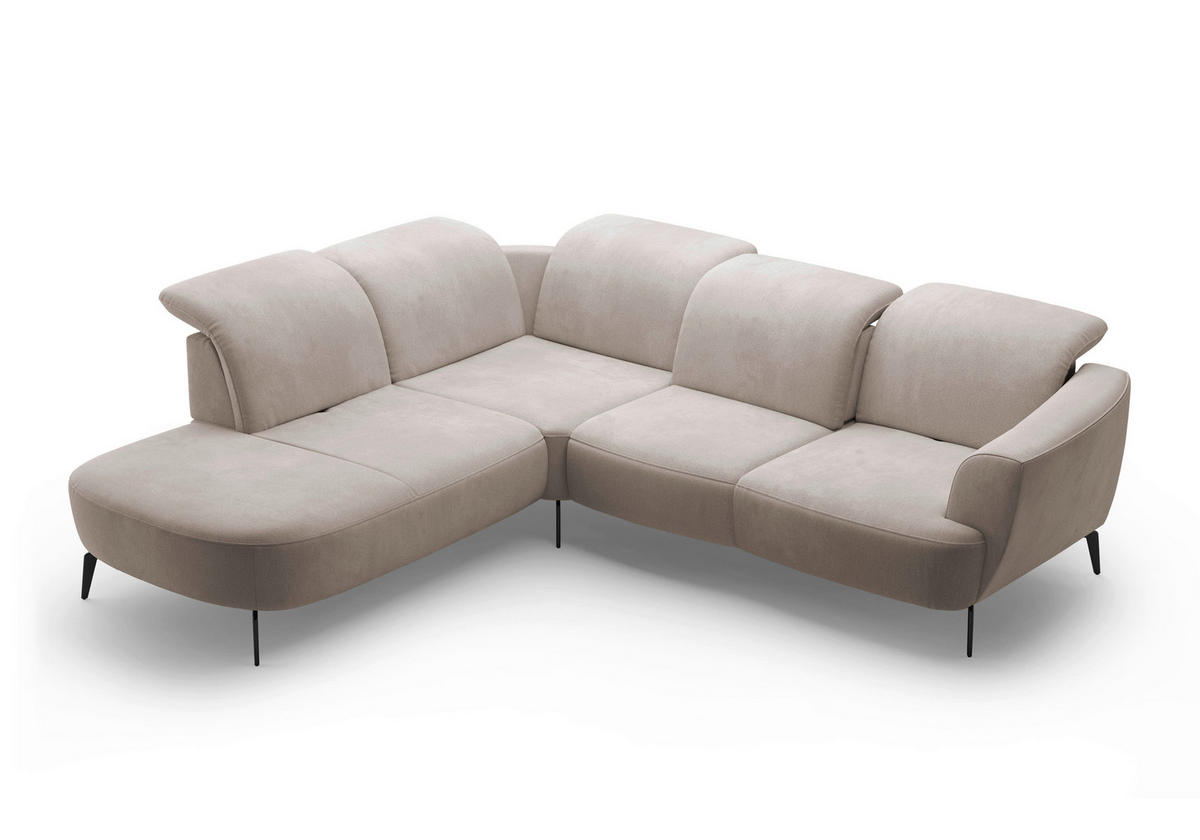 ECKSOFA in Flachgewebe Greige  - Greige/Schwarz, Konventionell, Textil/Metall (267/300cm) - Sit & More