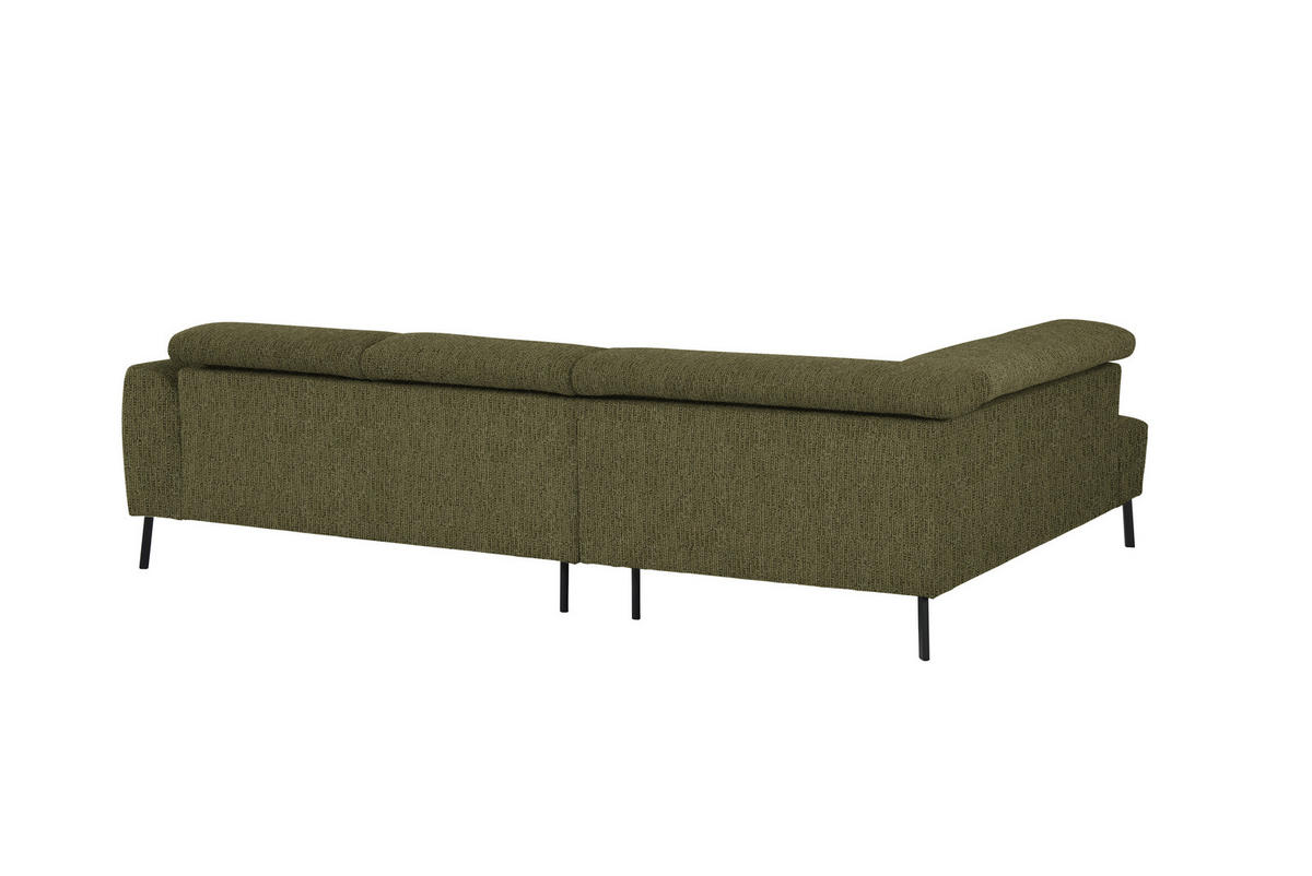 ECKSOFA in Webstoff Olivgrün  205/280 cm  - Schwarz/Olivgrün, Design, Textil/Metall (205/280cm) - Xora