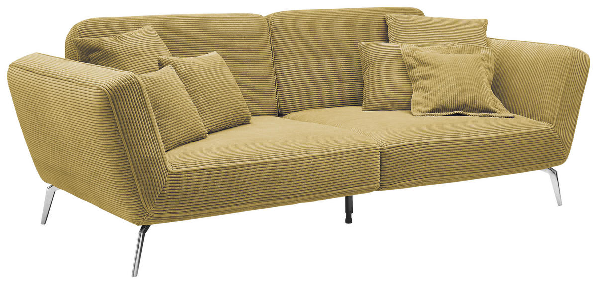 3-SITZER-SOFA Cord Gelb  - Chromfarben/Gelb, KONVENTIONELL, Kunststoff/Textil (260/90/125cm) - SetOne by Musterring