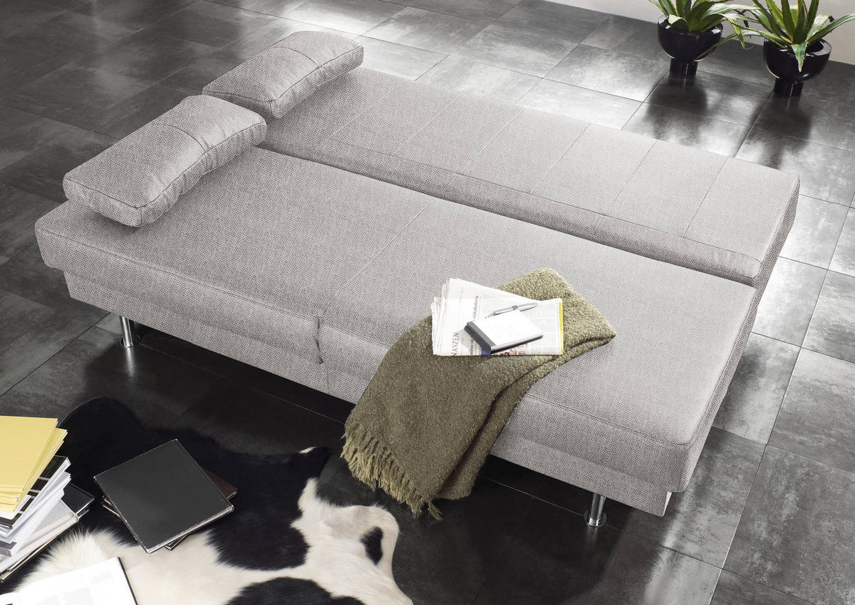 SCHLAFSOFA in Textil Hellgrau  - Wengefarben/Hellgrau, Design, Holz/Textil (203/94/100cm) - Novel