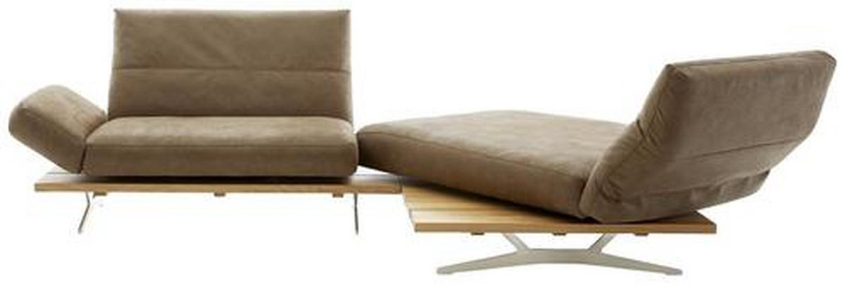 ECKSOFA inkl.Funktion Hellbraun Mikrofaser  - Hellbraun/Edelstahlfarben, Natur, Holz/Textil (275/157cm) - Ambiente