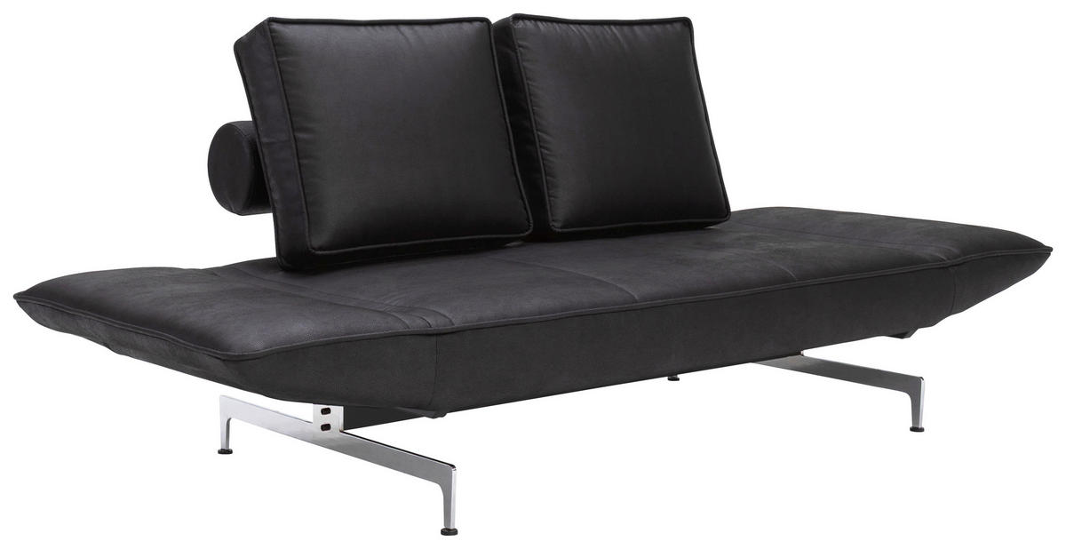 SCHLAFSOFA Lederlook Schwarz  - Chromfarben/Schwarz, Design, Textil/Metall (178/83/93cm) - Niels Andersson