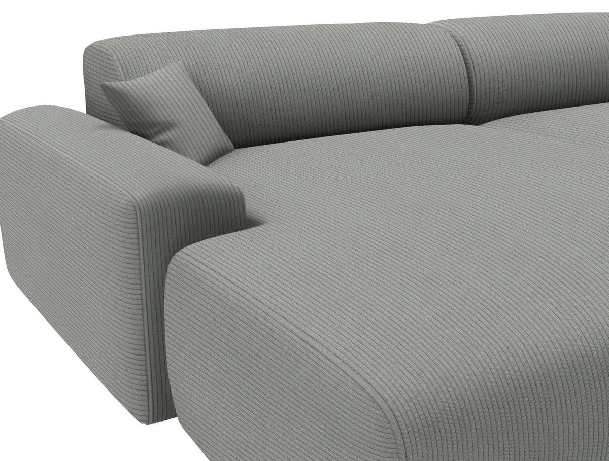 ECKSOFA in Velours, Feincord Hellgrau  178/292 cm  - Hellgrau/Schwarz, Design, Kunststoff/Textil (178/292cm) - home24