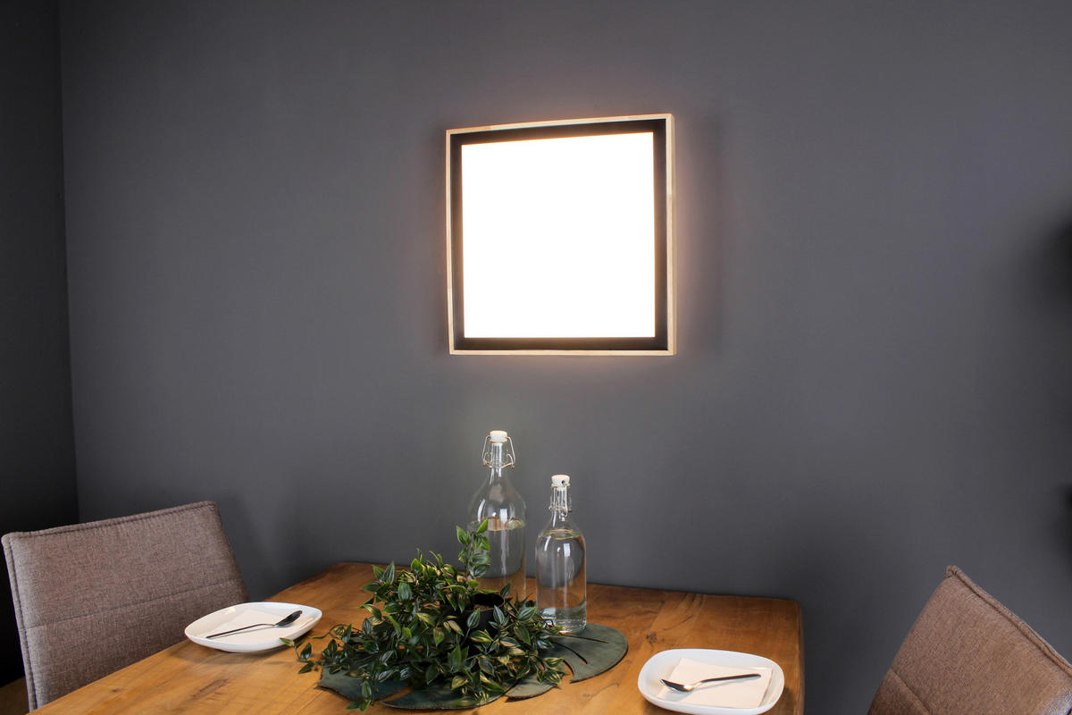 LED-DECKENLEUCHTE Solstar 39/39/9 cm   - Buchefarben/Schwarz, Natur, Holz/Kunststoff (39/39/9cm)