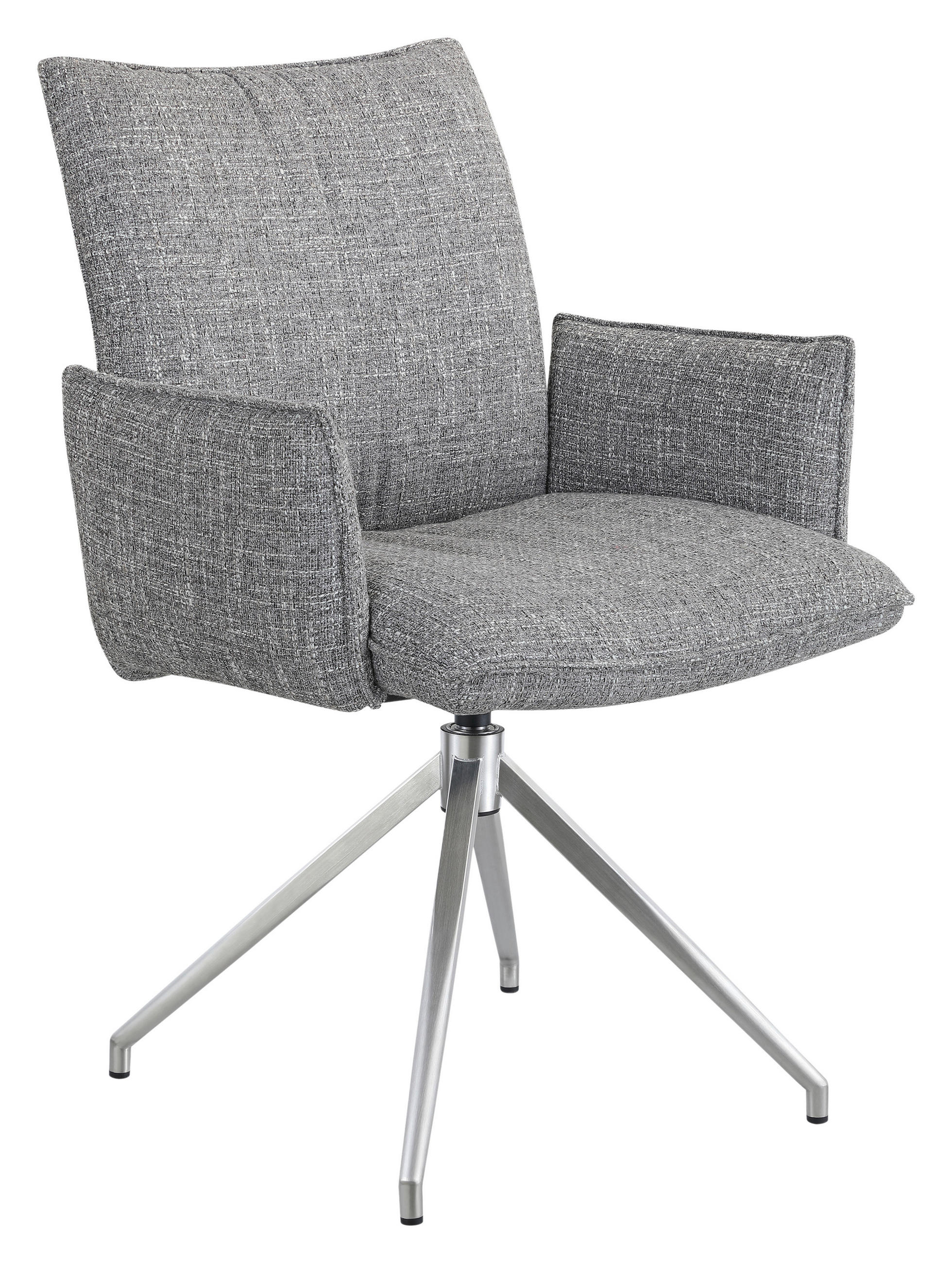 ARMLEHNSTUHL  Sitzfläche 360° drehbar, automatische Rückholfunktion Webstoff  Grau, Edelstahlfarben  - Edelstahlfarben/Grau, Design, Textil/Metall (60,5/87/61,5cm) - Novel