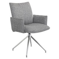ARMLEHNSTUHL  Sitzfläche 360° drehbar, automatische Rückholfunktion Webstoff  Grau, Edelstahlfarben  - Edelstahlfarben/Grau, Design, Textil/Metall (60,5/87/61,5cm) - Novel