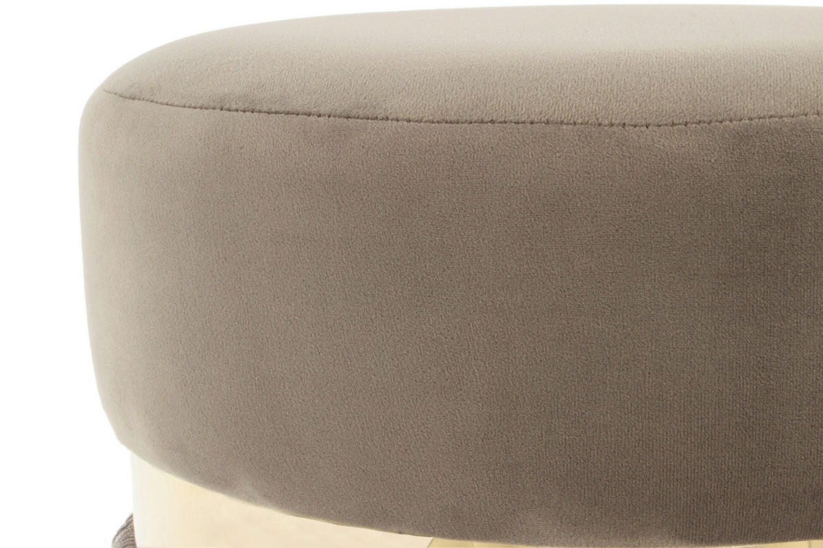 HOCKER Samt Taupe, Goldfarben  - Taupe/Goldfarben, Design, Kunststoff/Textil (38/45/38cm) - Kayoom