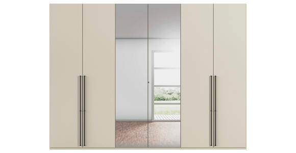 DREHTÜRENSCHRANK 301/223/61 cm,  in Champagner, 6-türig  - Chromfarben/Champagner, Basics, Glas/Holzwerkstoff (301/223/61cm) - Novel