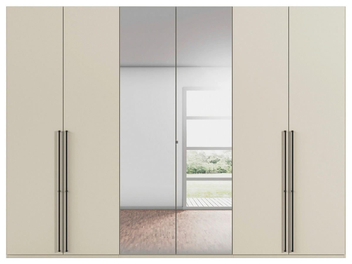 DREHTÜRENSCHRANK 301/223/61 cm,  in Champagner, 6-türig  - Chromfarben/Champagner, Basics, Glas/Holzwerkstoff (301/223/61cm) - Novel