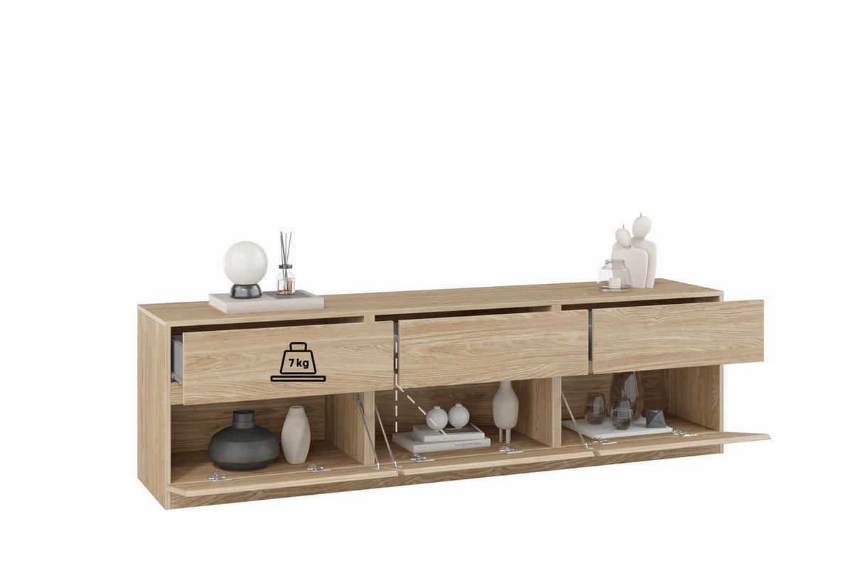 LOWBOARD  in 179,9/52,3/40 cm  - Eichefarben, Design, Holzwerkstoff (179,9/52,3/40cm) - MID.YOU