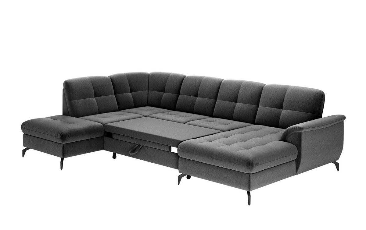 WOHNLANDSCHAFT in Flachgewebe Dunkelgrau  - Dunkelgrau/Schwarz, Modern, Textil/Metall (212/319/164cm) - Sit & More