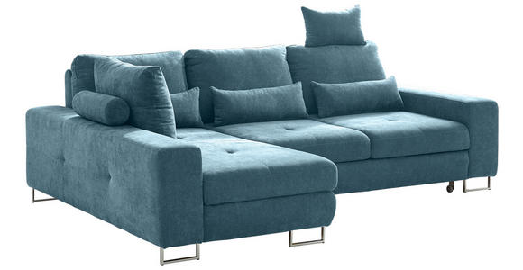 ECKSOFA in Flachgewebe Türkis  - Türkis, Design, Textil/Metall (188/260cm) - Hom`in