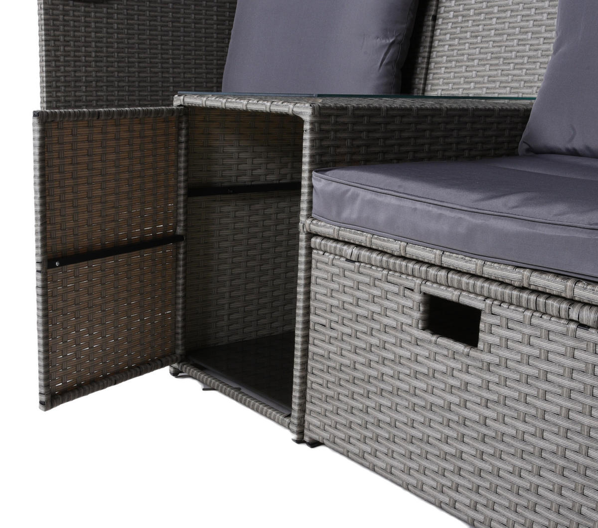 LOUNGEGARNITUR Stahl  - Grau/Grün, Basics, Kunststoff/Textil - Gardenson