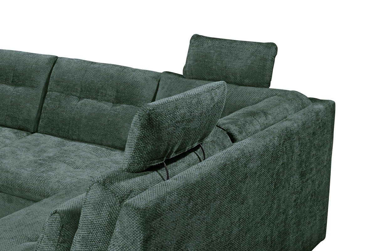 WOHNLANDSCHAFT RONDA Dunkelgrün Webstoff  - Dunkelgrün/Schwarz, Basics, Kunststoff/Textil (170/324/218cm) - Livetastic