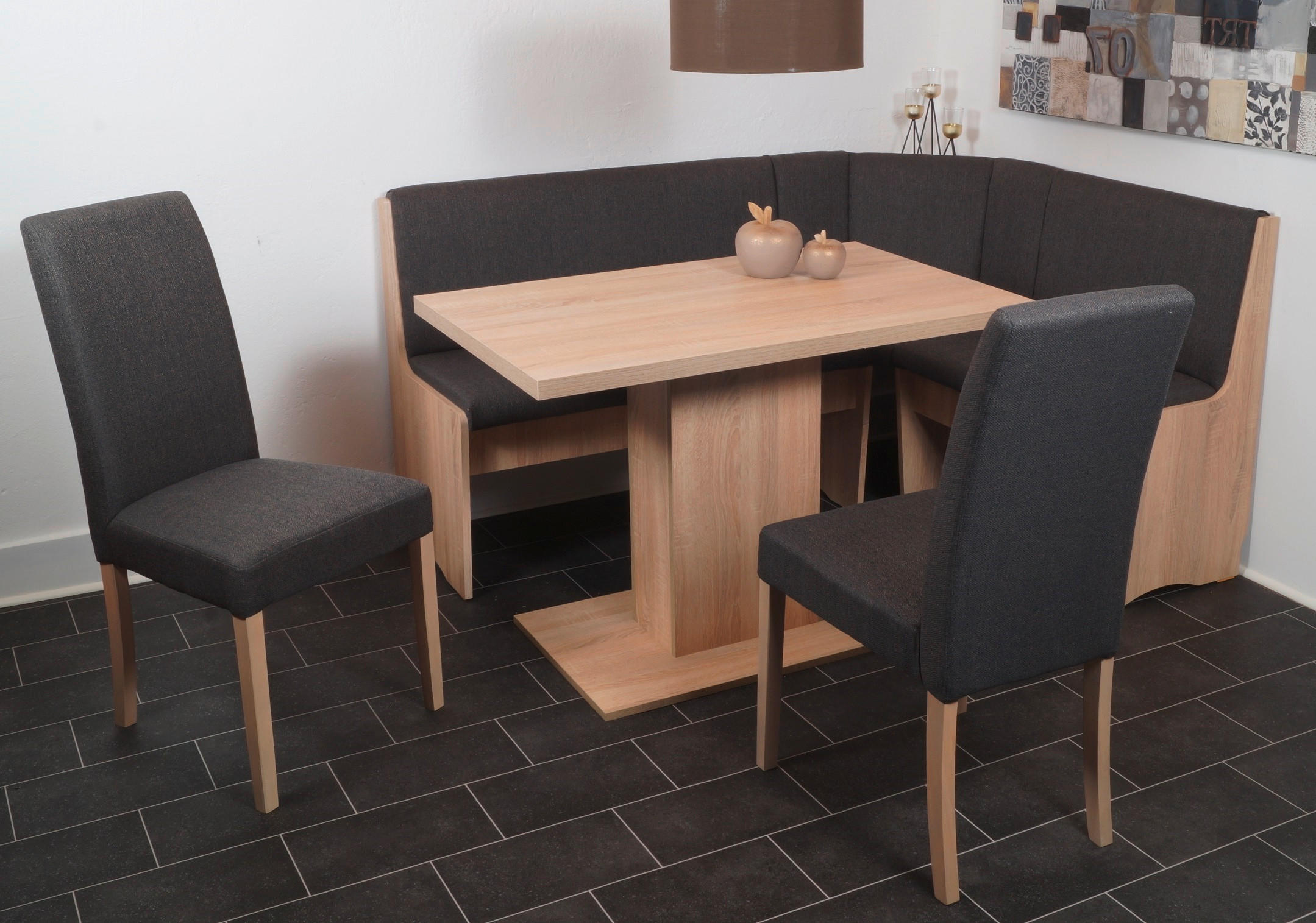 ECKBANK Webstoff Sonoma Eiche, Anthrazit   - Anthrazit/Sonoma Eiche, KONVENTIONELL, Textil (125/89/165cm) - MID.YOU
