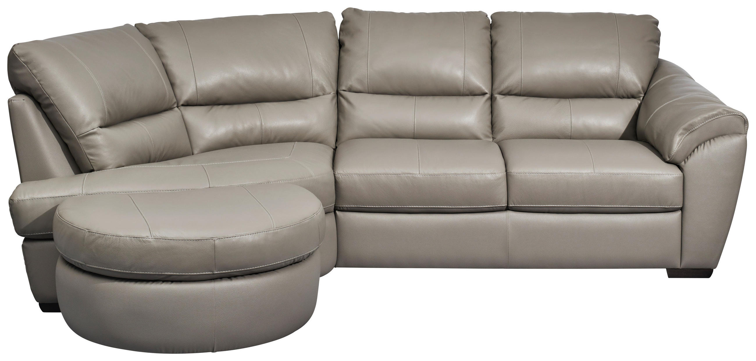 ECKSOFA Kombination Echtleder/Lederlook Grau  - Wengefarben/Grau, Konventionell, Leder/Holz (194/273cm) - Livetastic