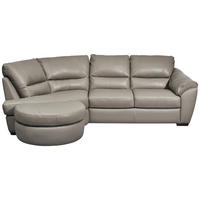 ECKSOFA  in Kombination Echtleder/Lederlook Grau  194/273 cm  - Wengefarben/Grau, KONVENTIONELL, Leder/Holz (194/273cm) - Livetastic
