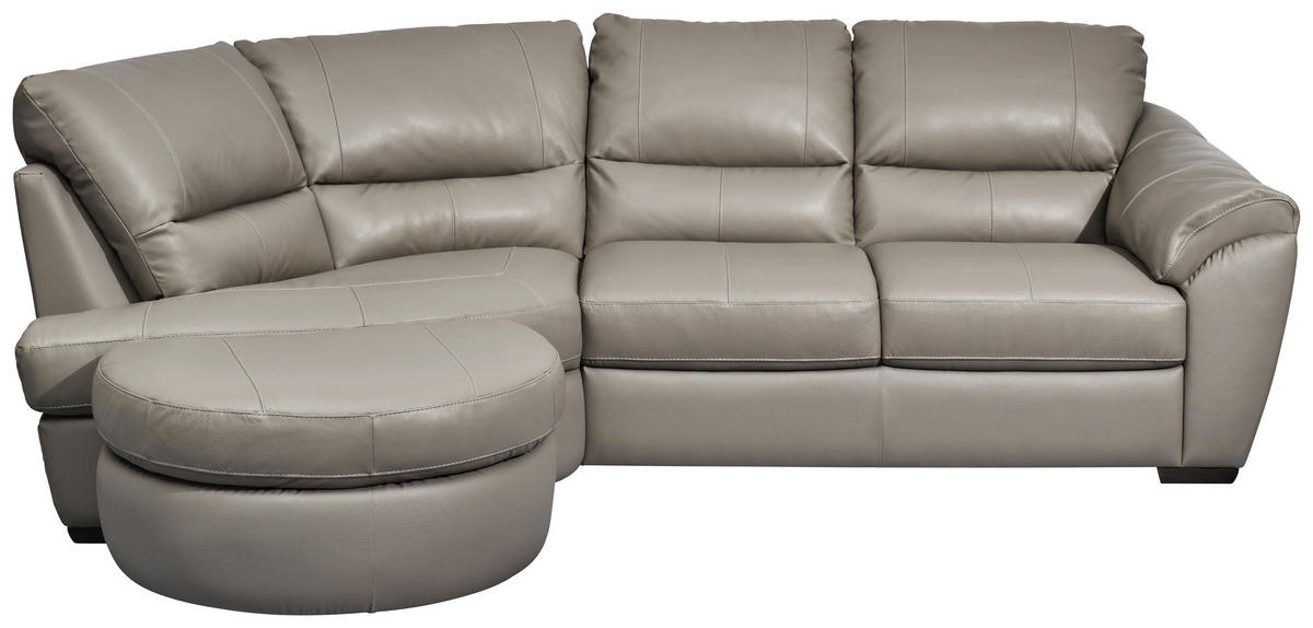 ECKSOFA  in Kombination Echtleder/Lederlook Grau  194/273 cm  - Wengefarben/Grau, KONVENTIONELL, Leder/Holz (194/273cm) - Livetastic