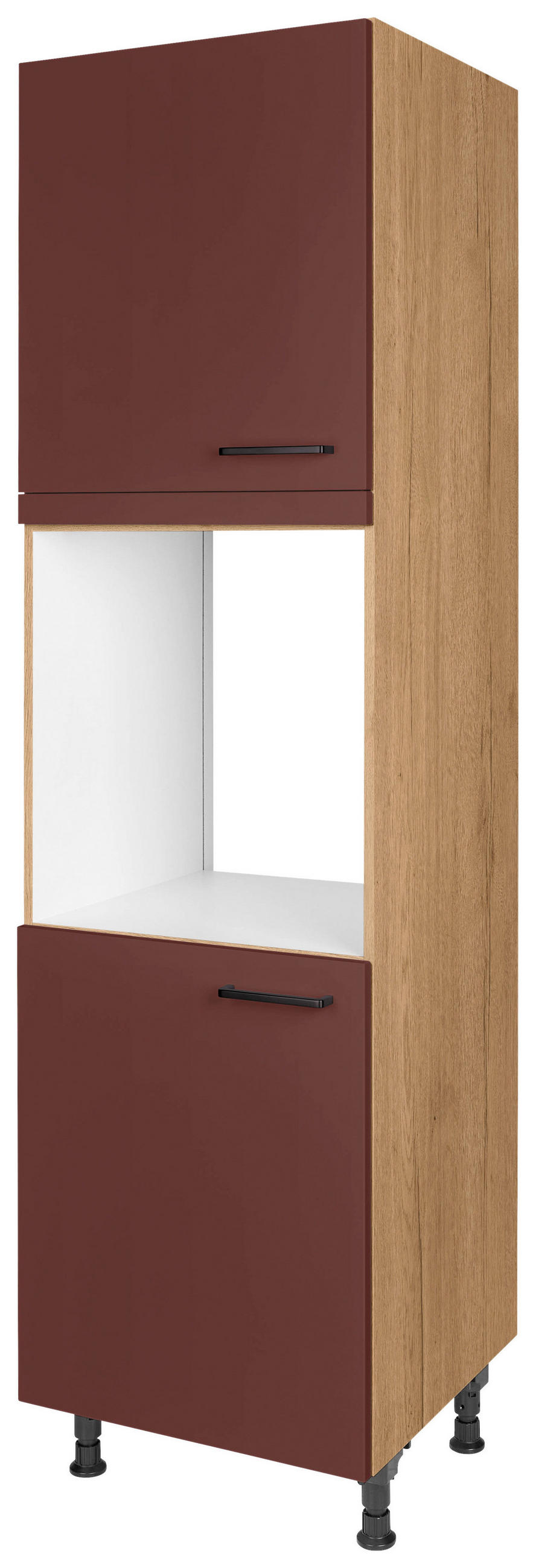 GERÄTEUMBAUSCHRANK 60/216,6/58 cm  in Rot, Eichefarben  - Eichefarben/Rot, MODERN, Holzwerkstoff/Metall (60/216,6/58cm) - Nobilia