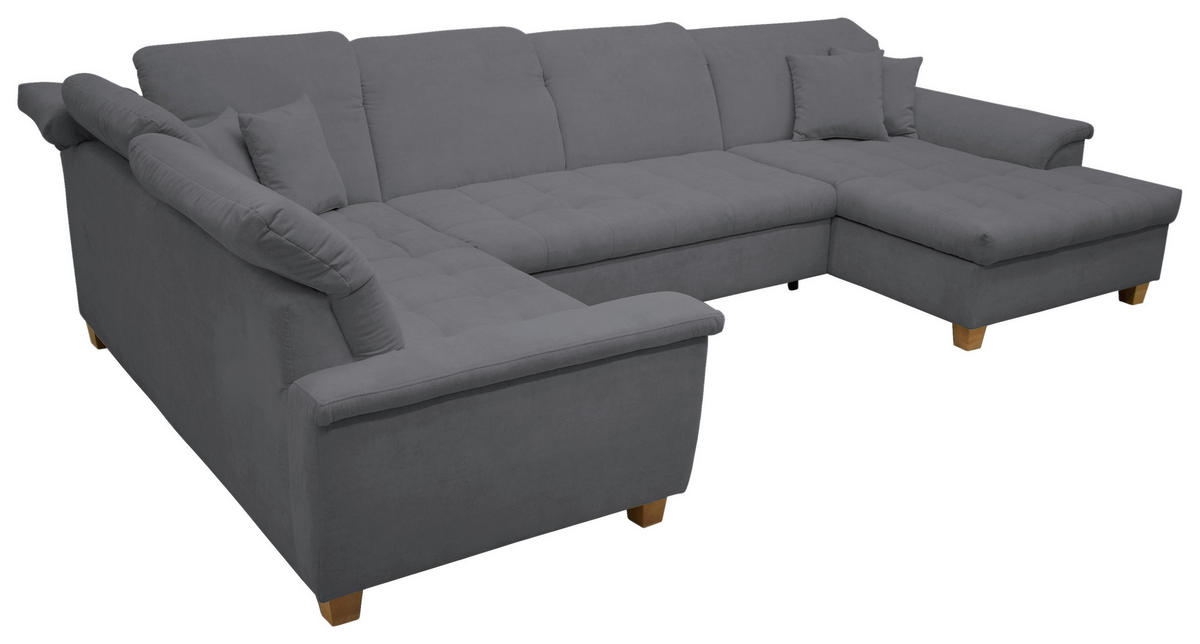 WOHNLANDSCHAFT in Mikrofaser Dunkelgrau  - Eichefarben/Dunkelgrau, KONVENTIONELL, Holz/Textil (214/352/170cm) - MID.YOU