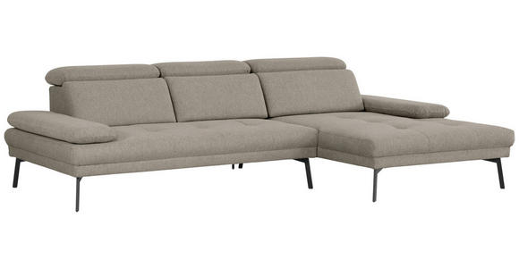 ECKSOFA Ottomane rechts, Eckteil  More_LZ Grau Webstoff  - Schwarz/Grau, Design, Textil/Metall (296/188cm) - Xora