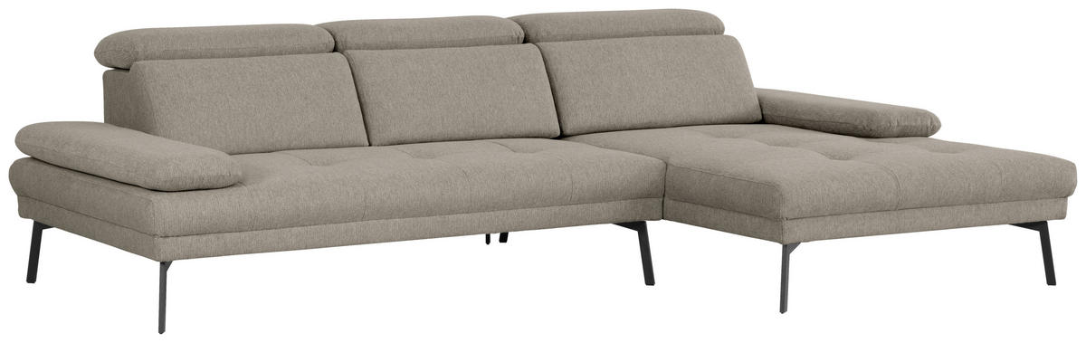 ECKSOFA Ottomane rechts, Eckteil  More_LZ Grau Webstoff  - Schwarz/Grau, Design, Textil/Metall (296/188cm) - Xora