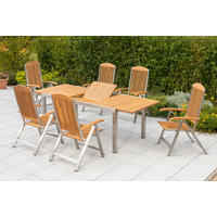 GARTENTISCHGRUPPE AkazieHartholz Edelstahl ,[ ]} - Silberfarben/Braun, ROMANTIK / LANDHAUS, Holz/Textil - Gardenson