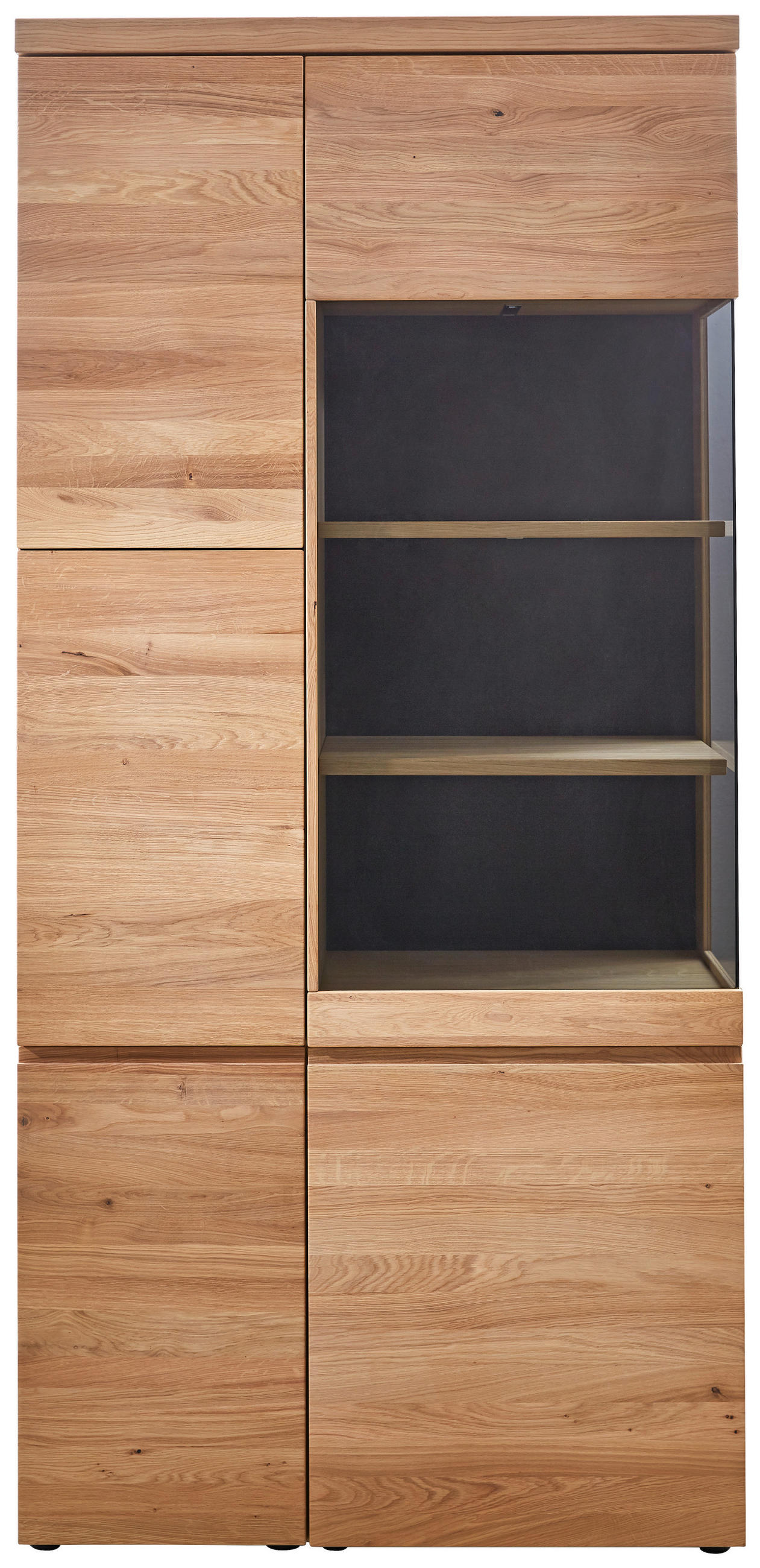 Thumbnail - Venjakob Vitrine, Anthrazit, Eiche, Holz, Glas, Holzwerkstoff, Wildeiche, teilmassiv,furniert, 10 Fächer, 100x211x43 cm,...