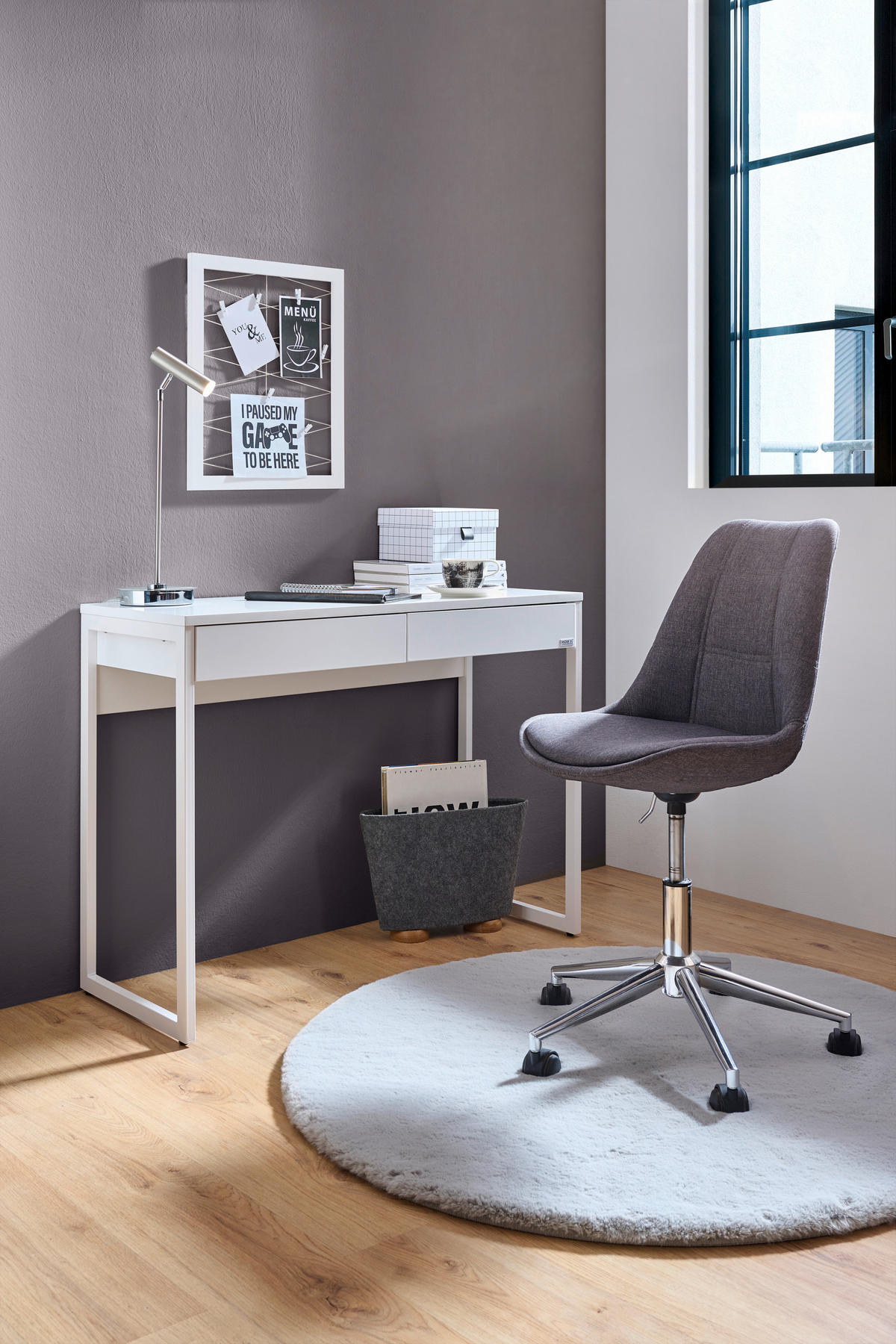 SCHREIBTISCH 102/40/76 cm  in Weiß  - Weiß, Design, Holzwerkstoff/Metall (102/40/76cm) - Hom`in