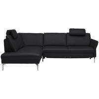 ECKSOFA in Echtleder Anthrazit  220/284 cm  - Anthrazit/Alufarben, KONVENTIONELL, Leder/Metall (220/284cm) - Beldomo Premium
