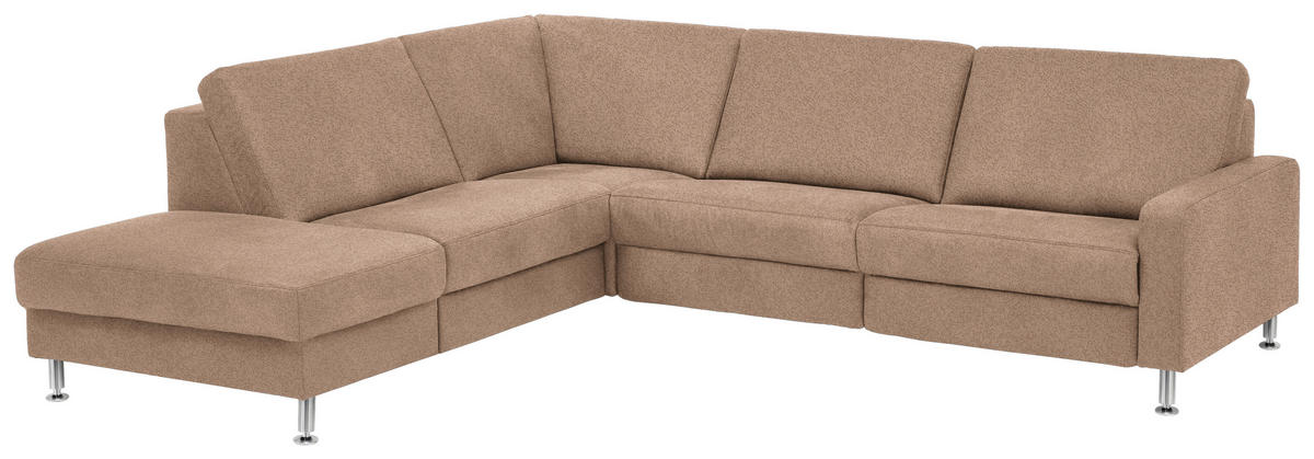 ECKSOFA in Mikrofaser Sandfarben  - Sandfarben/Alufarben, Design, Textil/Metall (242/275cm) - Dieter Knoll
