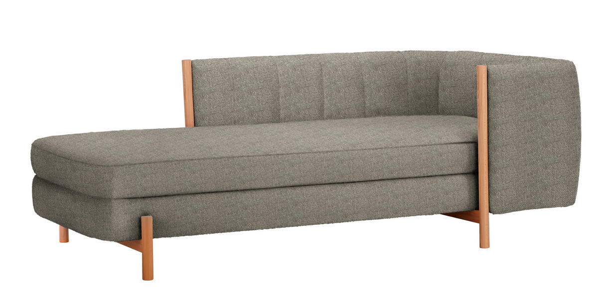 RÉCAMIERE in Plüsch Graubraun  - Graubraun/Naturfarben, Design, Holz/Textil (216/90/109cm) - Niels Andersson