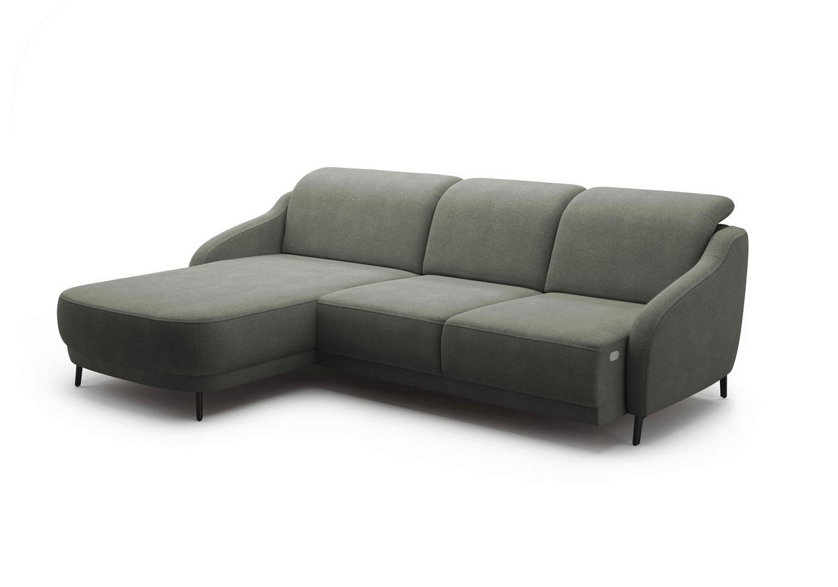 ECKSOFA BLUES V Schlammfarben Mikrofaser  - Schlammfarben/Schwarz, MODERN, Textil/Metall (191/271cm) - Sit & More
