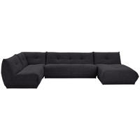 WOHNLANDSCHAFT in Lederlook Schwarz  - Schwarz, Trend, Textil (210/390/185cm) - Livetastic