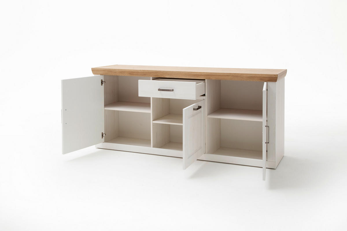 SIDEBOARD Brixen 183/85/50 cm 1 Schublade(n)  - Eichefarben/Schwarz, Basics, Holzwerkstoff/Metall (183/85/50cm) - Landscape