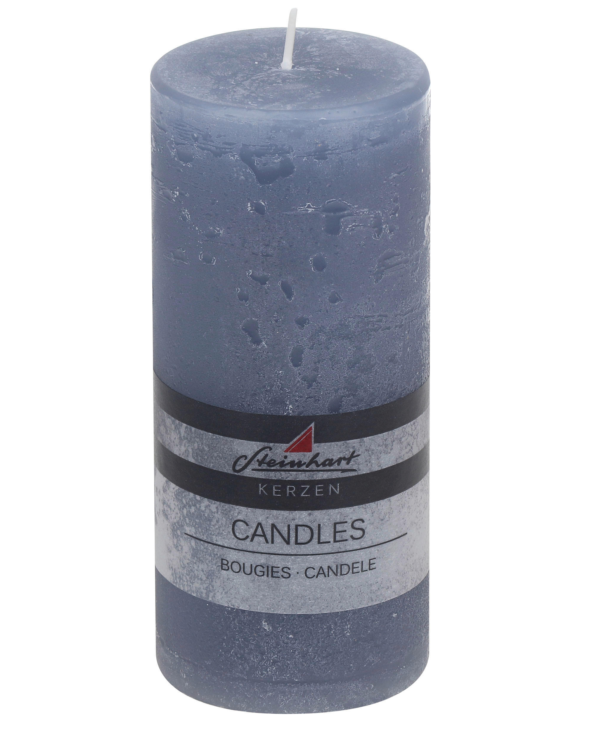 STUMPENKERZE  - Blau, Basics, Naturmaterialien (6,8/15,0cm) - Steinhart