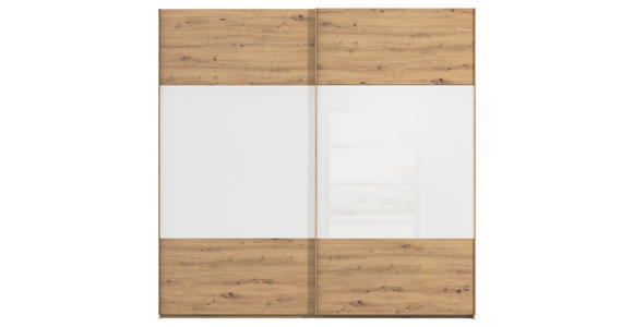SCHWEBETÜRENSCHRANK 226/223/68 cm 2-türig Weiß, Eiche Artisan  - Eichefarben/Weiß, Design, Glas/Holzwerkstoff (226/223/68cm) - Xora