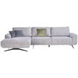 ECKSOFA in Webstoff Grau  - Schwarz/Grau, Design, Textil/Metall (172/320cm) - Valnatura