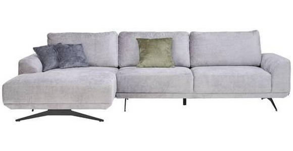 ECKSOFA in Webstoff Grau  - Schwarz/Grau, Design, Textil/Metall (172/320cm) - Valnatura